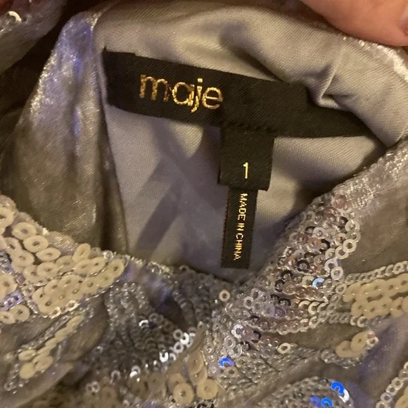 MAJE Woman's Velvet set of top&trousers with sequin embroidery size 1 NWOT